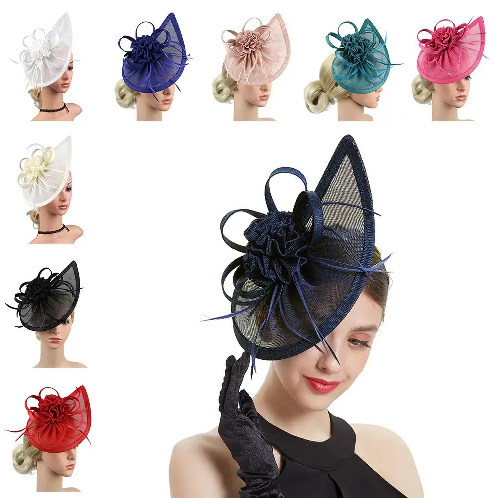 

New Women Feather Wedding Mesh Headband Fascinator Hat Hair Clip Tea Party