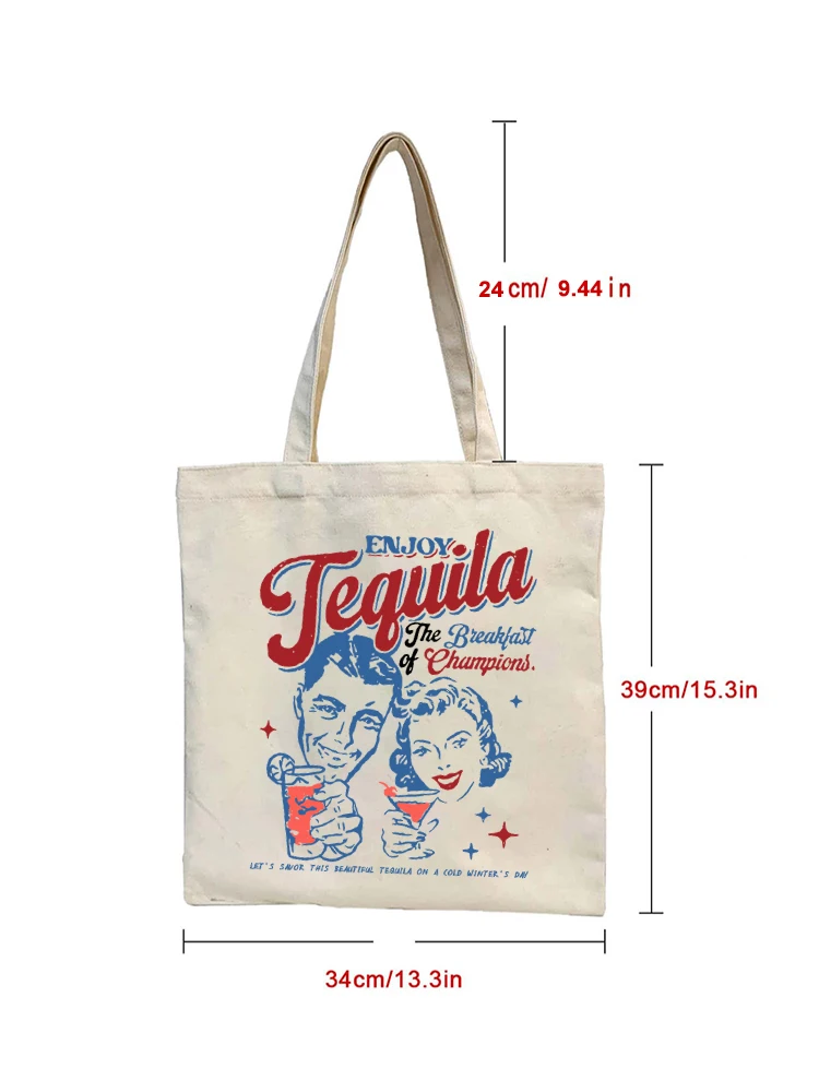 1 шт. большая сумка с буквенным узором Наслаждай текилой для покупок винтажная