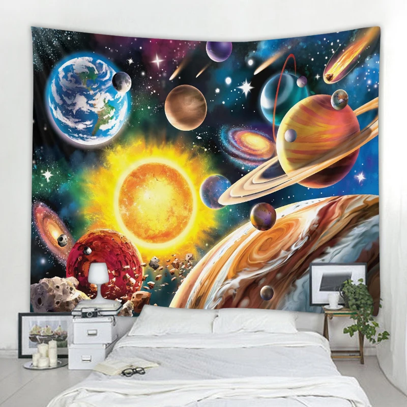 

Cosmic planet decoration tapestry Bohemian hippie wall tapestry dormitory study room education decoration tapestry mandala decor