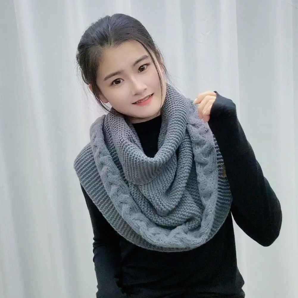 Зимний шерстяной вязаный шарф для женщин и мужчин однотонный шаль двойного