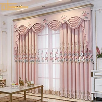 european style high end atmospheric light luxury chenille embroidery shading embroidery curtains for living dining room bedroom