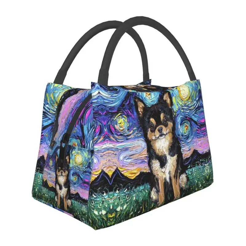 

Starry Night Chihuahua Thermal Insulated Lunch Bag Women Pet Dog Lover Resuable Lunch Tote for Outdoor Picnic Meal Food Box