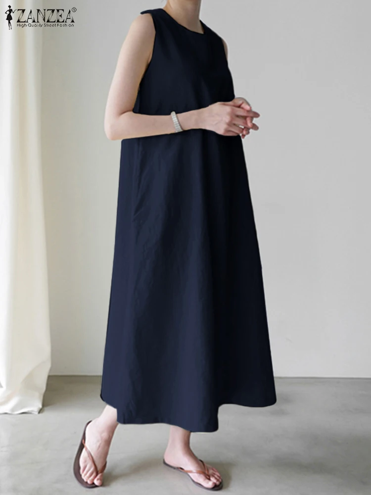 

Casual Holiday Long Sundress ZANZEA Party Swing Tank Vestidos 2022 Fashion Beach Sleeveless Robe Longue Women Summer Maxi Dress