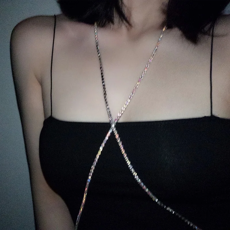 Сексуальный женский Блестящий бюстгальтер стразы нагрудная цепочка для тела