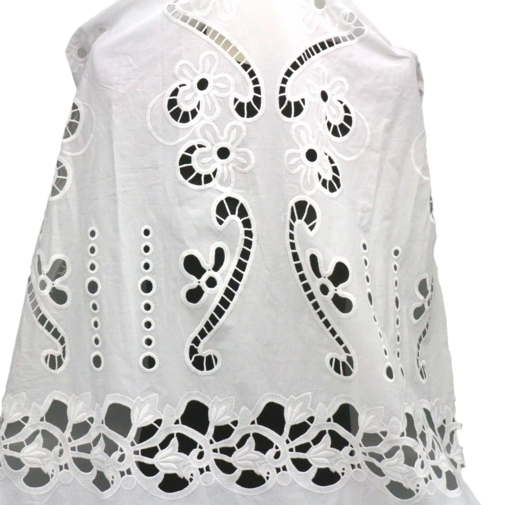 Хлопковая полая ткань для вышивки с большим цветочным узором кружевная вышивка