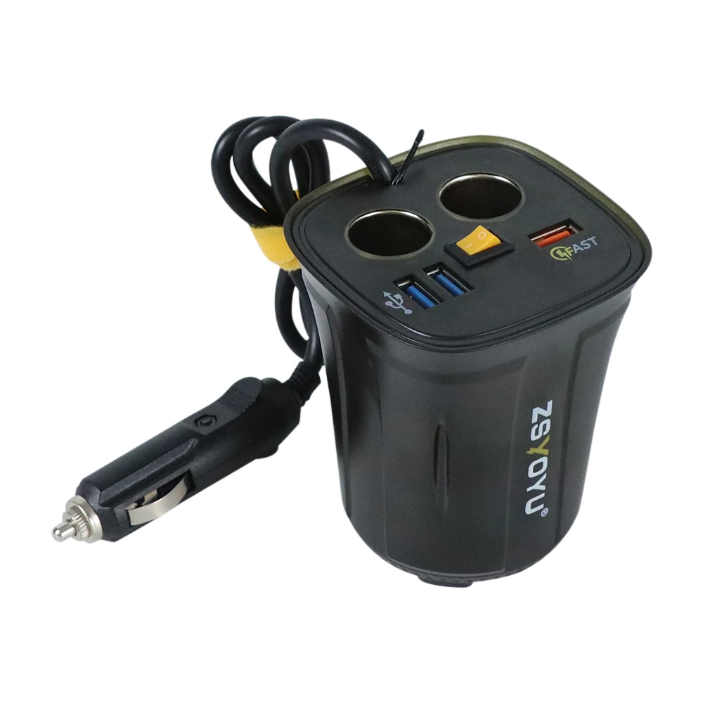 

Автомобильное зарядное устройство, адаптер прикуривателя, разветвитель, 2 розетки, 80 Вт, QC3.0, быстрая быстрая зарядка, USB 4,2 А, подстаканник, вольтметр, переключатель включения/выключения