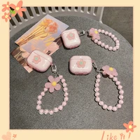 for airpods 3 case 2021glitter pink flower case with keychain for airpods probluetooth earphone cover case for airpods 2 case