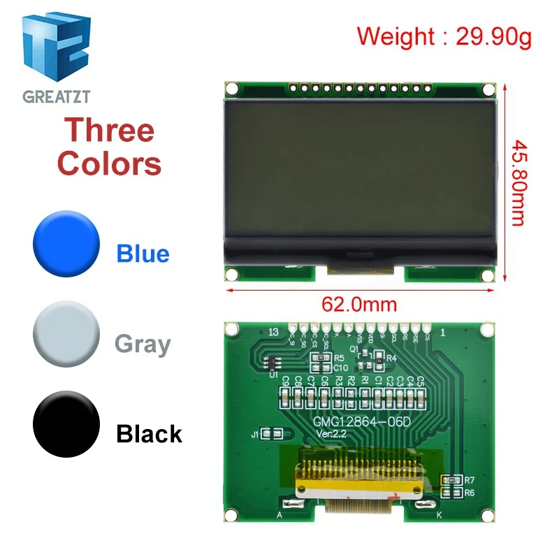 TZT Lcd12864 12864-06D 12864 ЖК-модуль COG с китайским шрифтом матричный экран интерфейс SPI