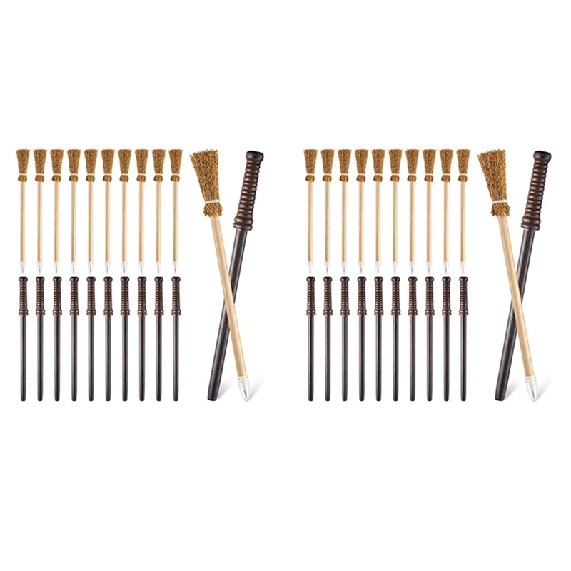 

20 Pcs Wand Pencils Party Supplies And 20 Pieces Witch Broom Pencils, Wand Pencils Theme Birthday Bag Filler Favors