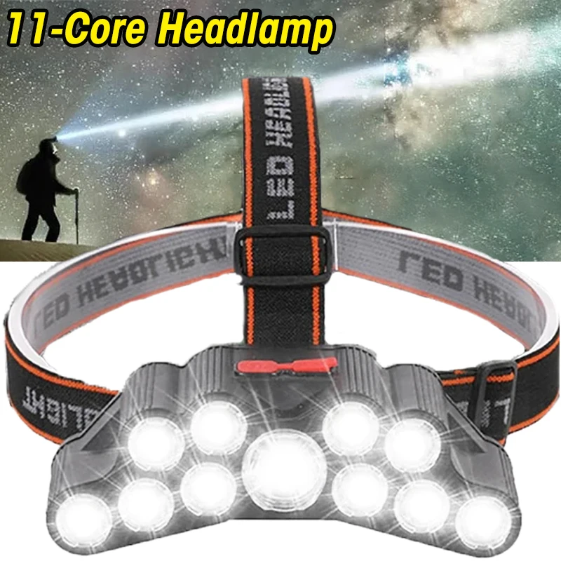 

Head Headlight Hunting Lamp Waterproof Camping Headlamp Torch 11 Rechargeable Outdoor Run Powerful Hiking Headlamp
