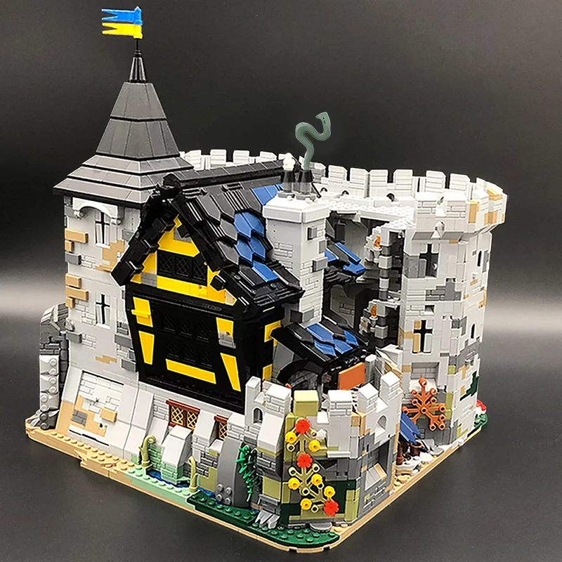 

Black-Falconal's Enclosed Fortress Medieval Knight Castle Building Model Kit Big Architecture Bricks Toys For Kid Birthday Gift