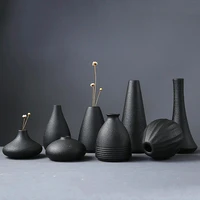 black ceramic small vase home decoration crafts tabletop ornament simplicity japanese style decoration