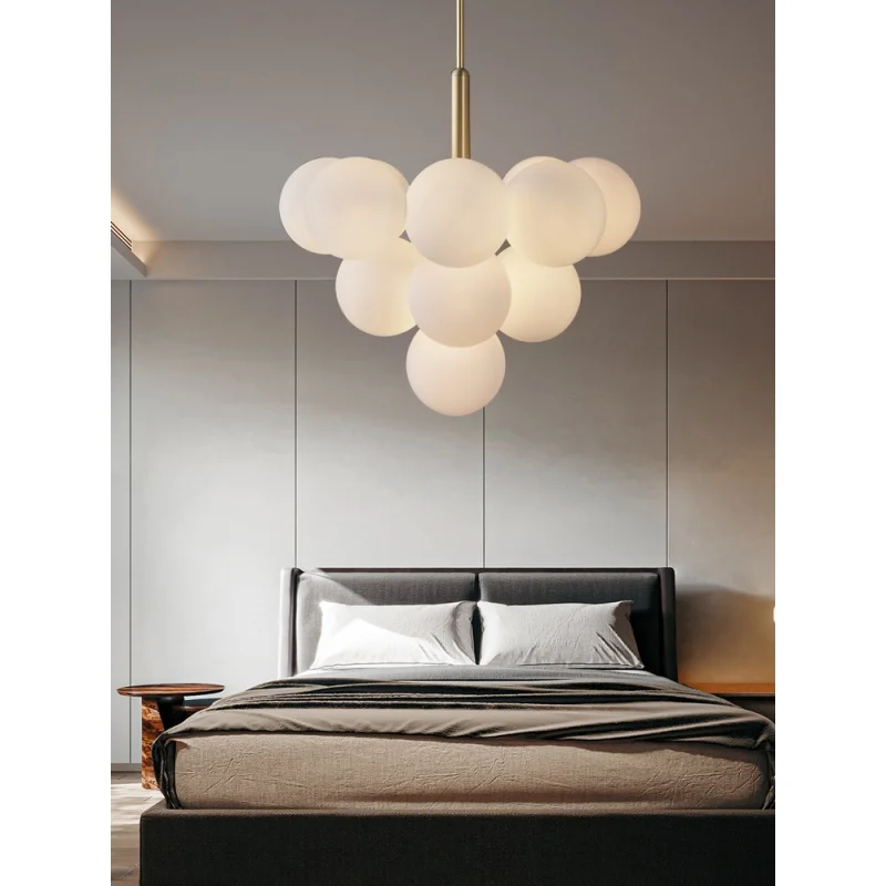 

Nordic Copper Chandelier Living Room Dining Room Bedroom Designer Simple Glass Ball Children's room is warm Chandelier
