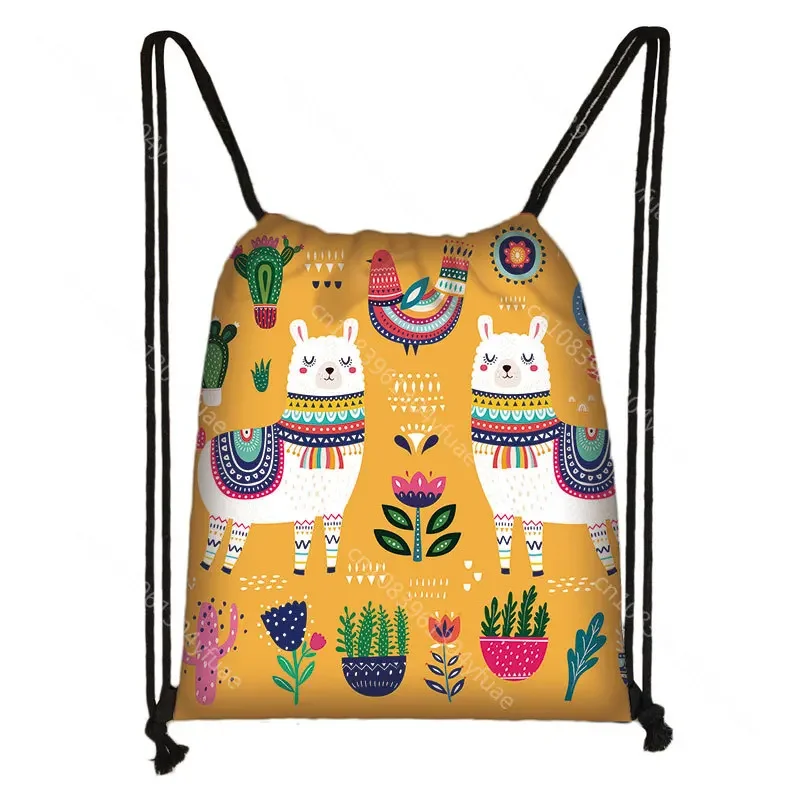 Сумка на шнурке с милым принтом животного альпака женская сумка для хранения