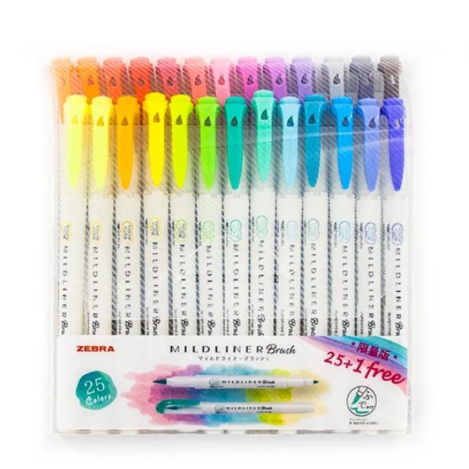 

ZEBRA Mildliner выделители ручка Набор японских канцелярских принадлежностей WFT8 двухсторонняя мягкая кисть на водной основе двусторонний маркер товары для рукоделия