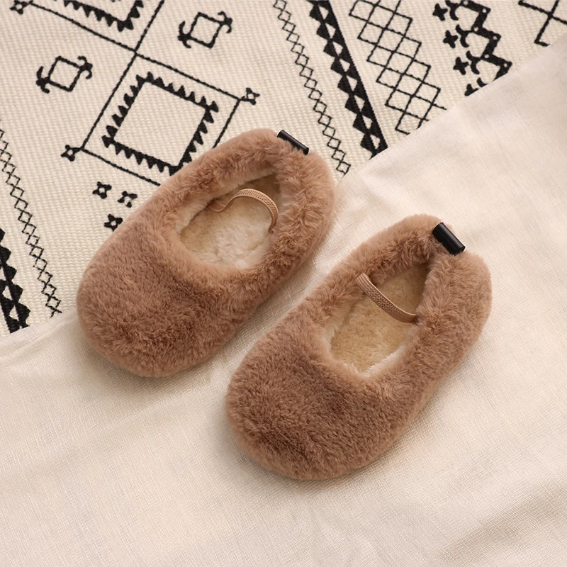 Keep Warm Children Leisure Shoes Winter Baby Girl Princess Shoes Soft Bottom Thicken Faux Fur Boots SMM006