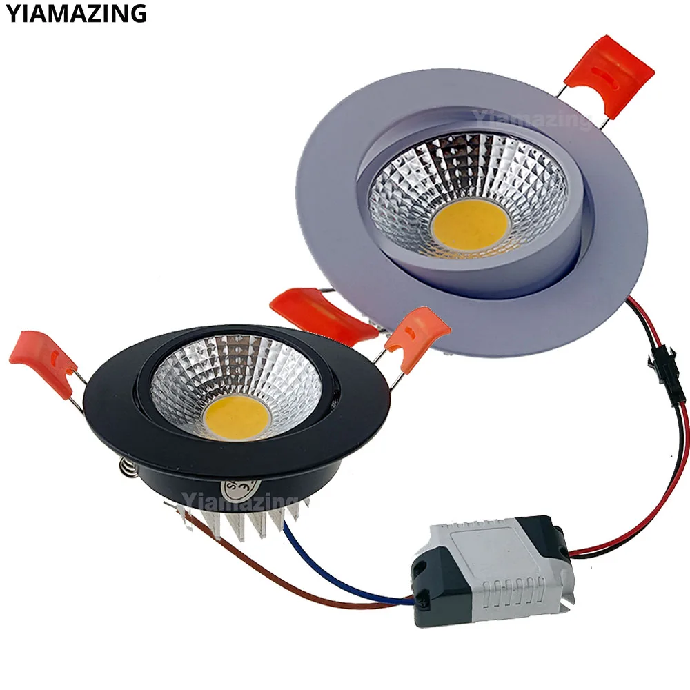 

10 шт., оптовая продажа, 220 В, 110 В, монолитный блок светодиодов с регулируемой яркостью, 7 Вт, 9 Вт, 12 Вт, 15 Вт, потолочная лампа для фойе, регулируемый угол, настенная, белая, черная лампа