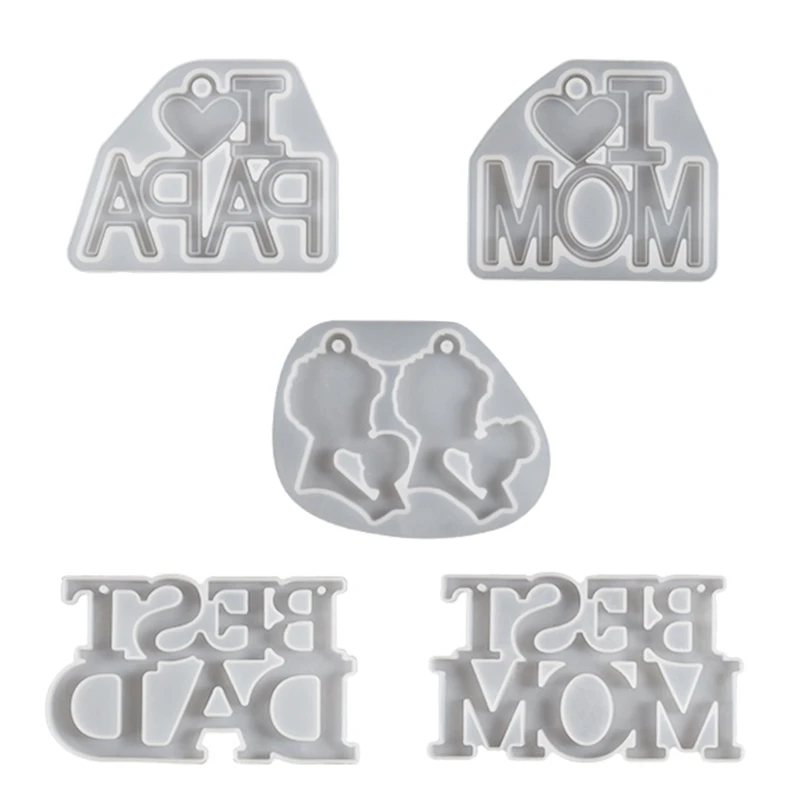 

Tablets Silicone Mold PAPA MoM Charm Resin Mold Keychain Charm Epoxy Casting Mold Hollow Tags Molds DIY