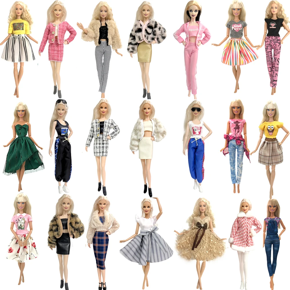 

NK Hot Sale Princess Fashion Outfits Wear Casual Dress Shirt Skirt Clothes For Barbie Accessories Doll Girl Gift Toy JJ