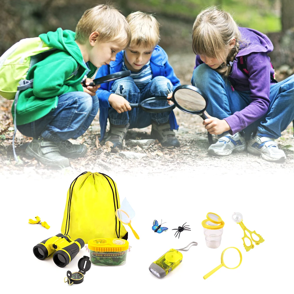

10pcs Outdoor Exploration Toys Kit Insect Model Insect Net Observation Box Binoculars Science Capture Educational Toys For Kids