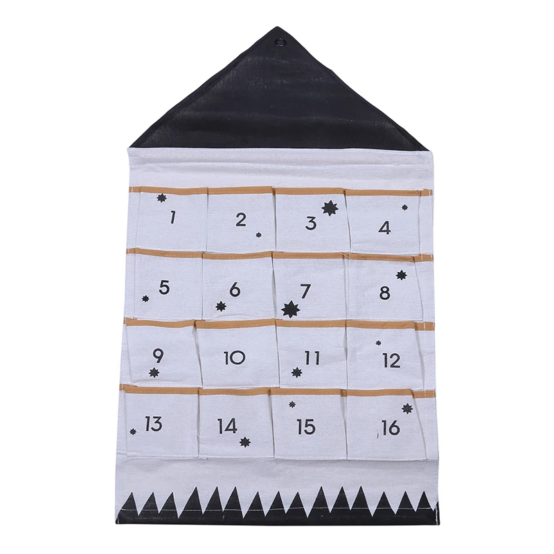 

24 Pockets Fabric Christmas Calendar To Hanging Xmas Ornaments Party Advent Drawstring Bags Embellishments Banner Pendant