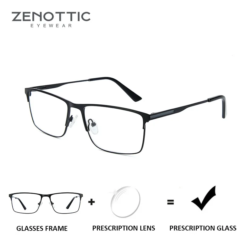 ZENOTTIC Titanium прогрессивные очки по рецепту Мужские квадратные анти синие светильник фотохромные очки Оптические очки для близорукости