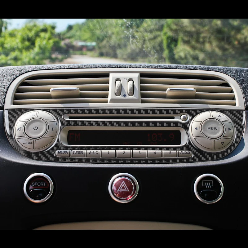 Рамка для CD-панели обшивка Fiat 500 2012 2013 2014 2015 наклейки из углеродного волокна