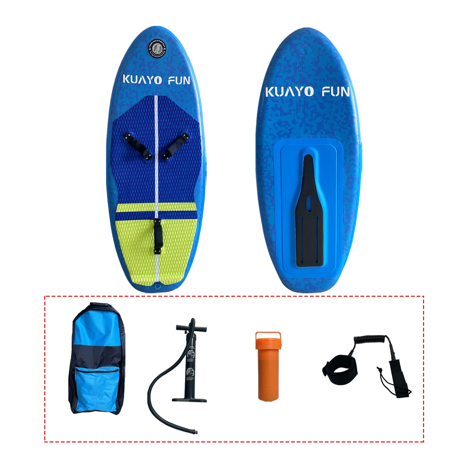 Надувная доска для серфинга KUAYO 110L-140L из матового ПВХ темно-синего цвета