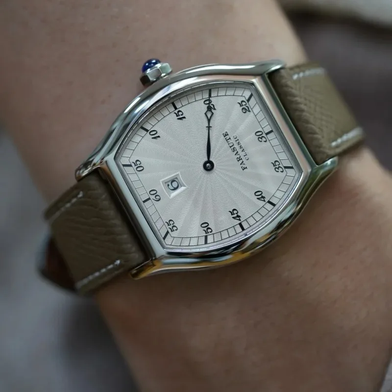 Фото FARASUTE Мужские автоматические часы 36 мм Tonneau Jumping Hour Механические наручные часы с сапфировым стеклом Водонепроницаемые ST17 Mov №1