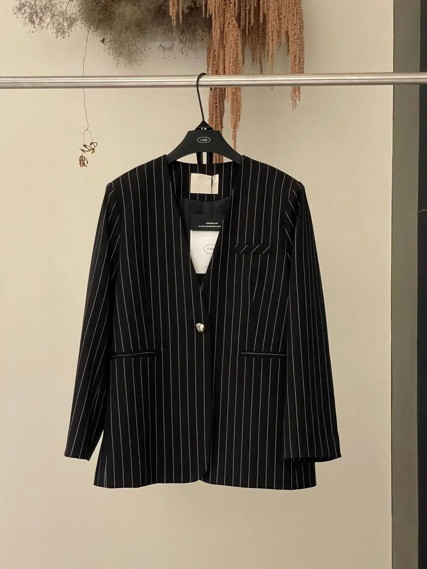 Осень 2024 Женский блейзер в полоску без воротника SuperAen женский пиджак офисном