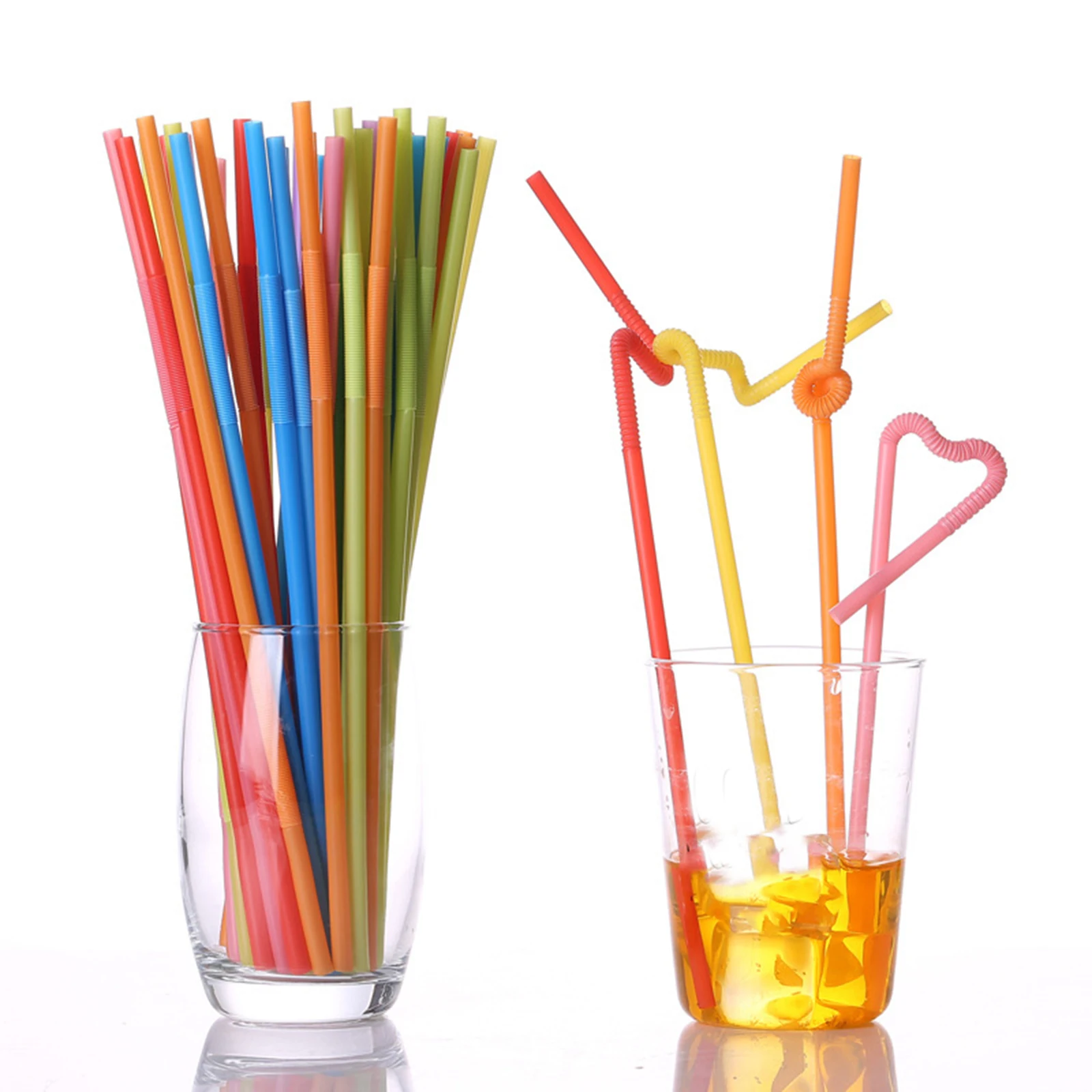 

Colorful Straws Curved Shape Lengthened Disposable Safety PP Straws for Drink