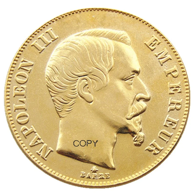 Франция 50 франков Наполеон III 1855 -1859 A B 9 шт. дата на выбор позолоченная копия