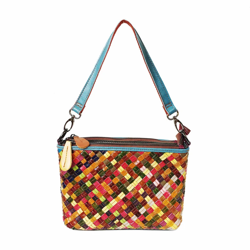 Annmouler Fashion Bag for Women Cow Leather Shoulder Bag Weave Crossbody Bag Luxury Genuine Leather Purses with 2 Strap