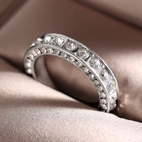 classic simple women band ring full paved crystal zircon stone brilliant lover wedding engagement party round s jewelry