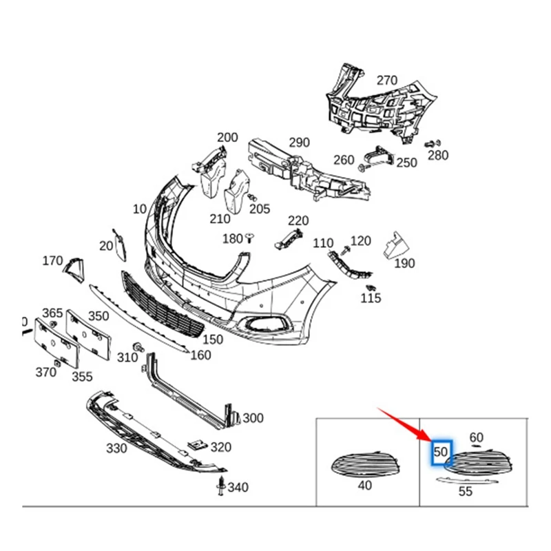 Car Fog Light Frame Base Without Holes 4488840000 4488840100 For Mercedes-Benz VITO/VIANO W448 2016-