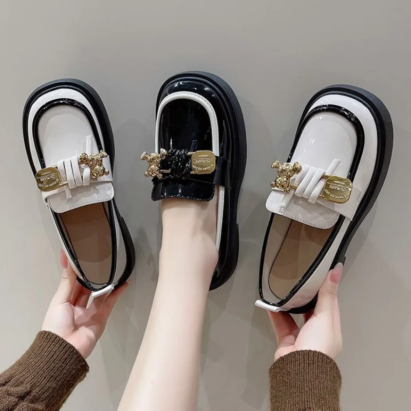 Японская Искусственная Униформа Jk Черные Лакированные Кожаные Туфли На Плоской