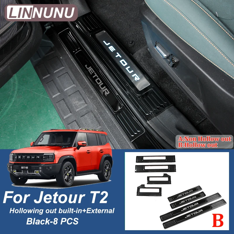 

LINNUNU Защитная накладка на порог автомобиля, подходит для Chery JETOUR T2, накладка на порог педали, аксессуары из нержавеющей стали