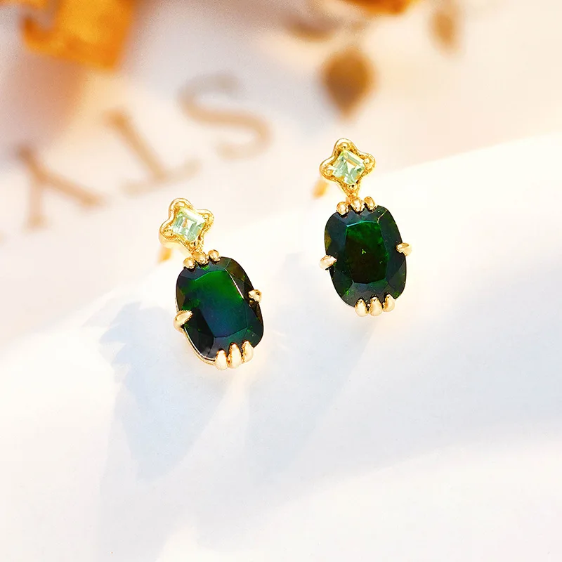 Зеленый авантюрин перидот стерлинговое серебро 925 пробы позолоченное кольцо 14