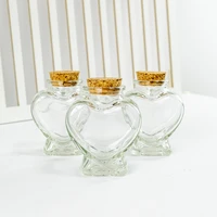80ml heart shape clear glass container with cork crafts ornaments bottles storage jars refillable exhibits vials 6pcs