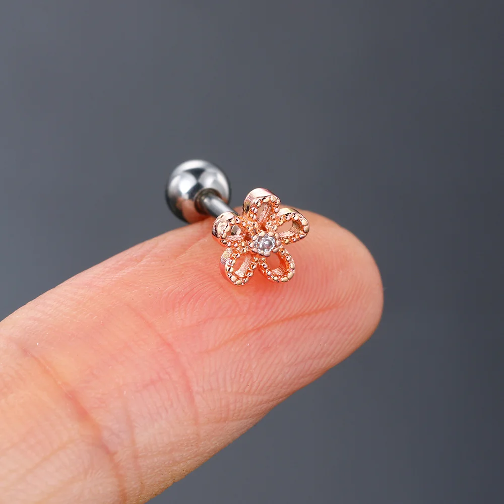 1PC полые сережки для девочек из розового золота цвета ослепительный кубический