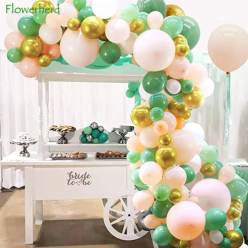 

127Pcs Sage Green Pink Balloon Arch Garland Kit Peach Blush Olive Gold Balloons Baby Shower Wedding Birthday Party Decorations