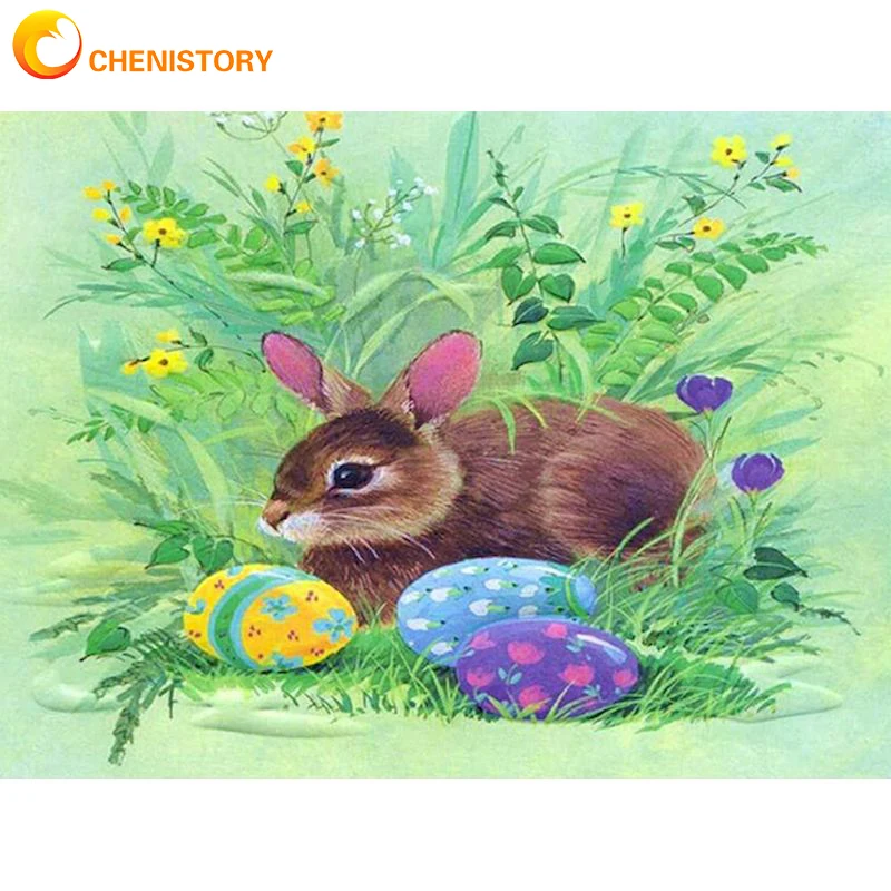 

CHENISTORY Full Square/Round 5D Diamond Painting Rabbit DIY Diamond Embroidery Animal Mosaic Home Decor Wall Art Gift