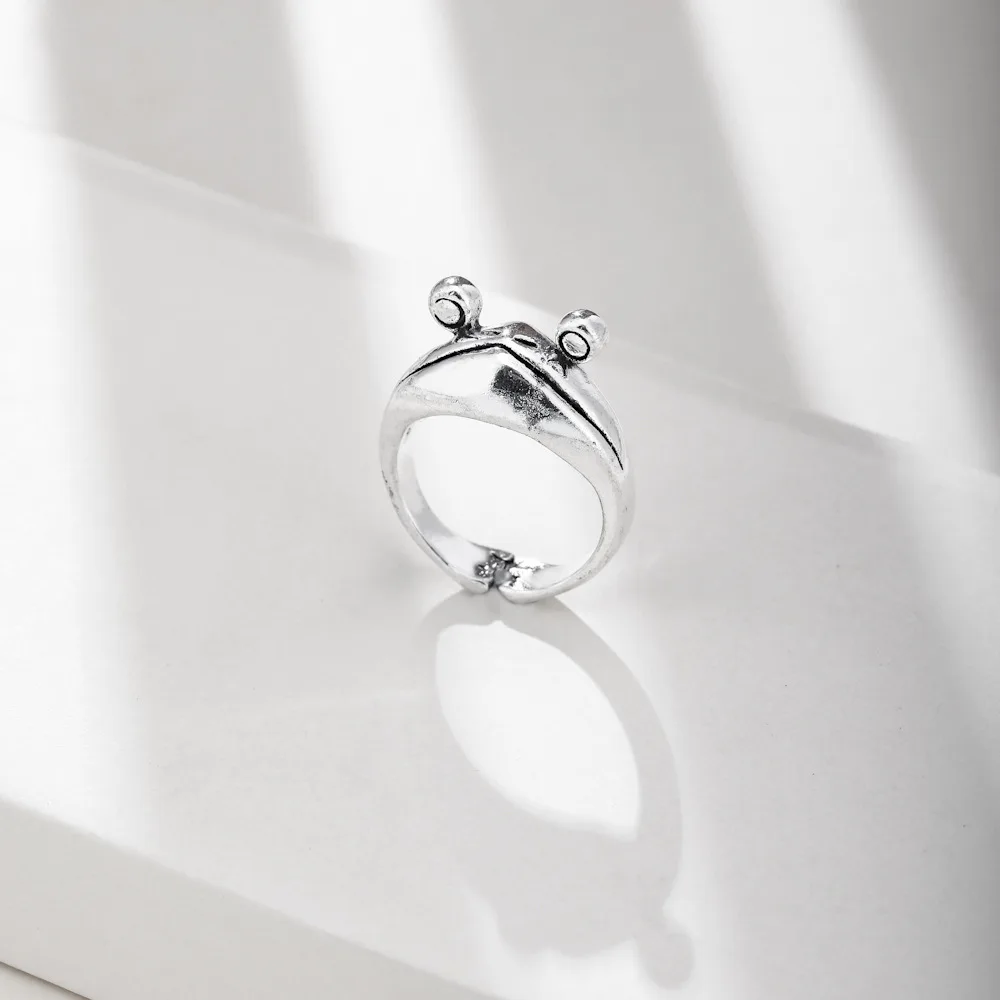 

Silver Color Frog Animal Ring Female Male Retro Open Adjustable Rings Vintage Party Animal Metal Rings Men Jewerly