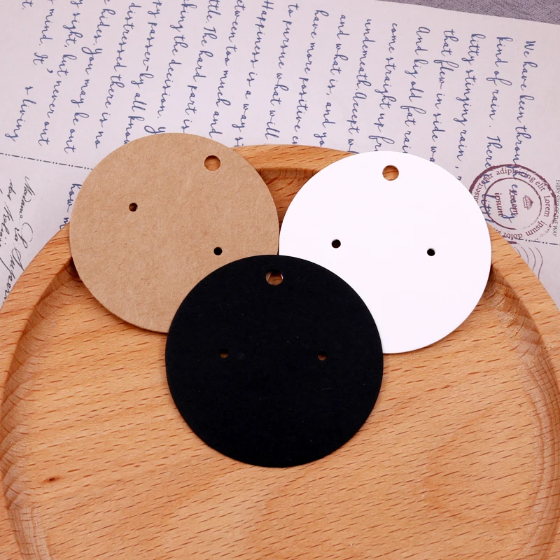 

5x5cm Round Paper Holder Earring Display Cards Black White Brown Jewelry Packing Label Blank Jewelry Earring Studs Tag Custom