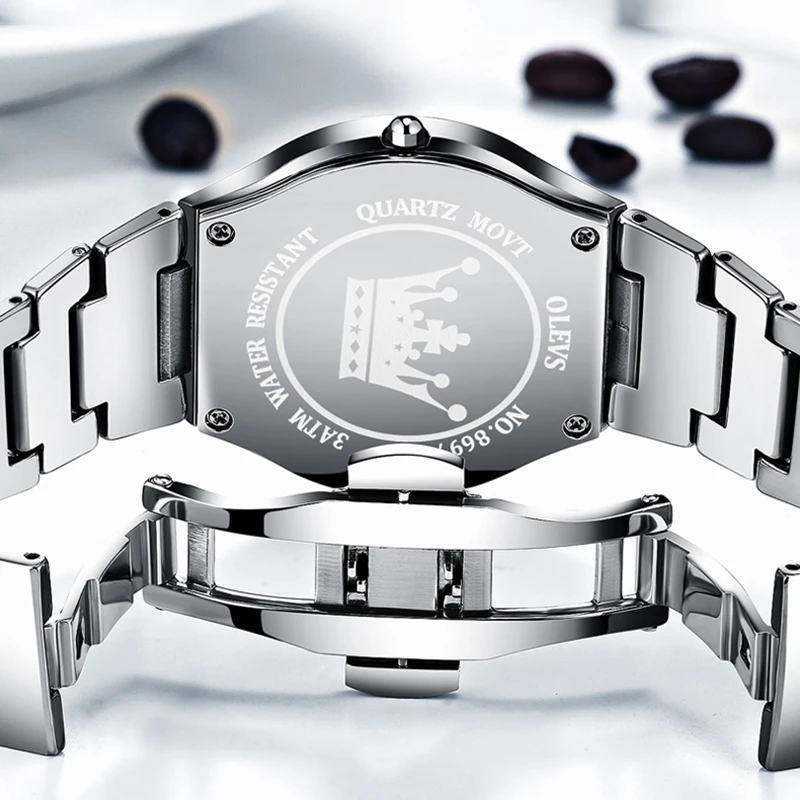 OLEVS 2023 New Fashion Tungsten Steel Silver Women Watches Luminous Hands Waterproof Quartz Watch with Week Calendar Women Watch