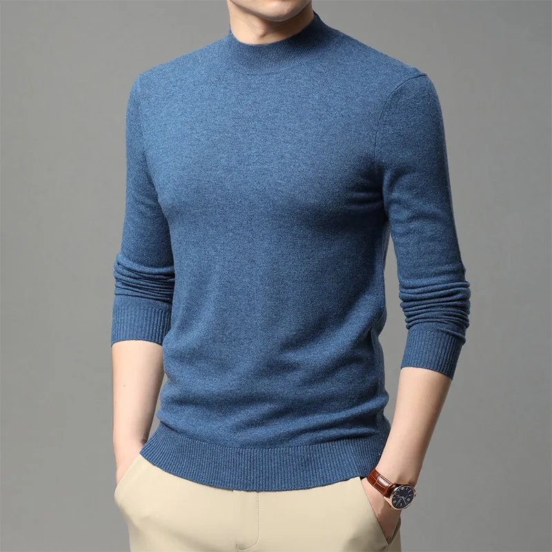

2023 autumn and winter half high neck sweater men long sleeve knitted sweaters 9774