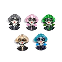 korean acrylic personality avatar brooches for women colorful cool girl badge high quality brooch pin jewelry gift