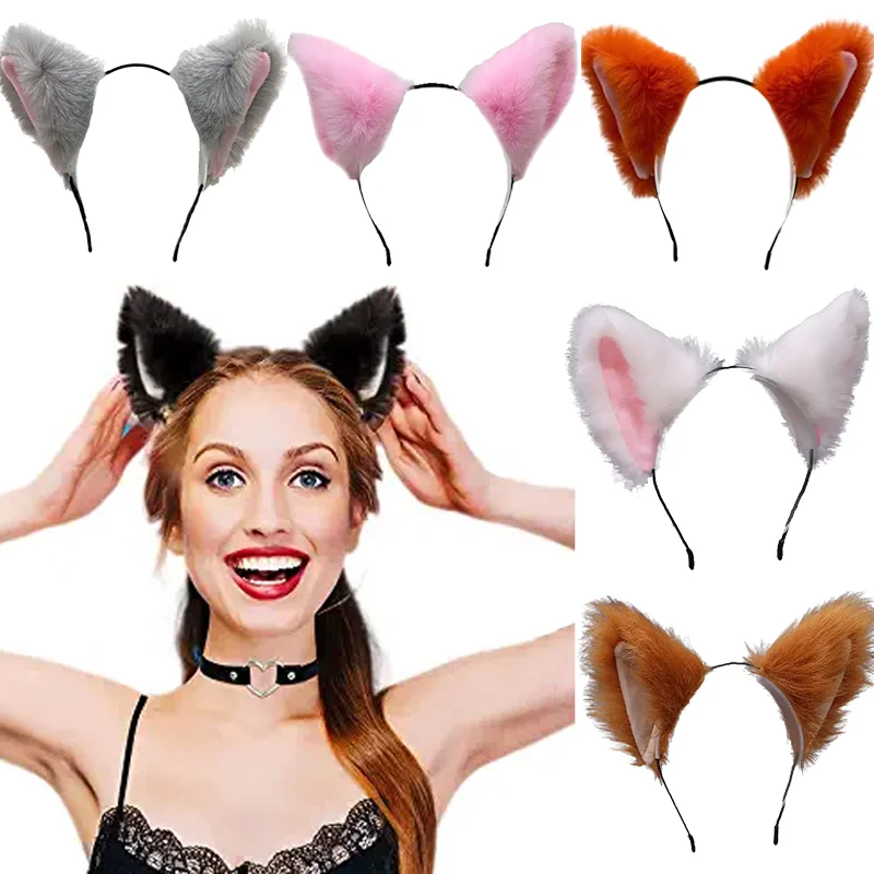 Cat Ears Anime Lolita Hair Accessories Ears Cosplay Wolf Fox Ear Gothic Headdress Party Costume Headband Prop Hairband Head Band