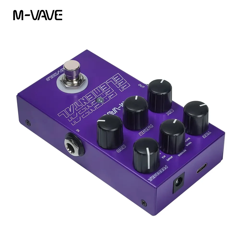 Фото Цифровая педаль дилэй M-VAVE Elemental для электрогитары с 9 режимами, TAP HOLD, 3000 мс, DSP, компактная №4