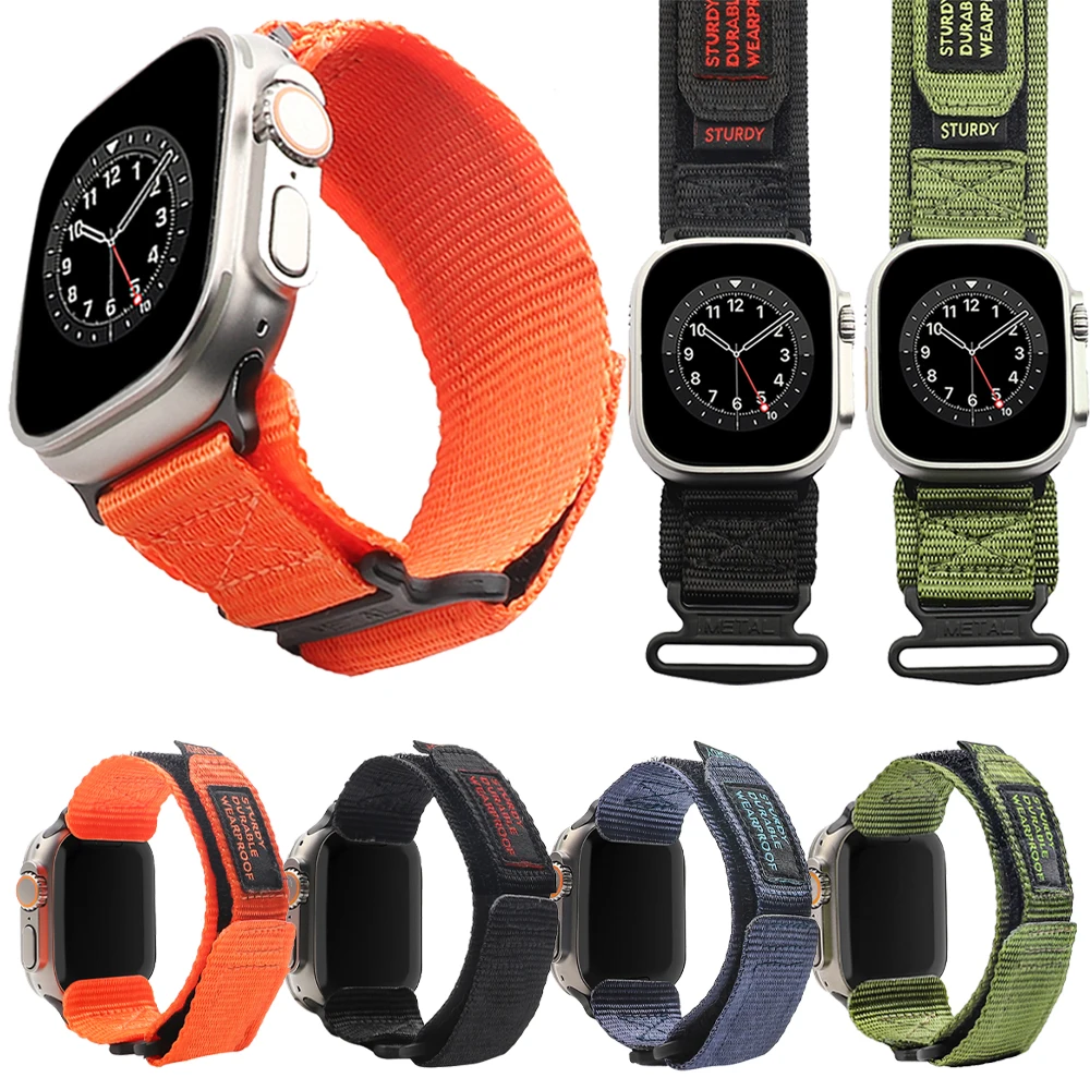 

Canvas Nylon Sports Strap For Apple Watch Ultra 8 49mm Band For iWatch Series 8 7 6 SE 5 41mm 45mm 44/40mm Trail Loop Accessorie
